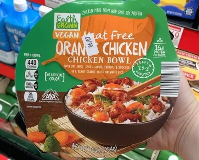 Vegan meat free orange chicken chicken bowl
