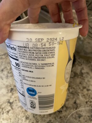 Vanilla Greek Lowfat Yogurt ingredients label