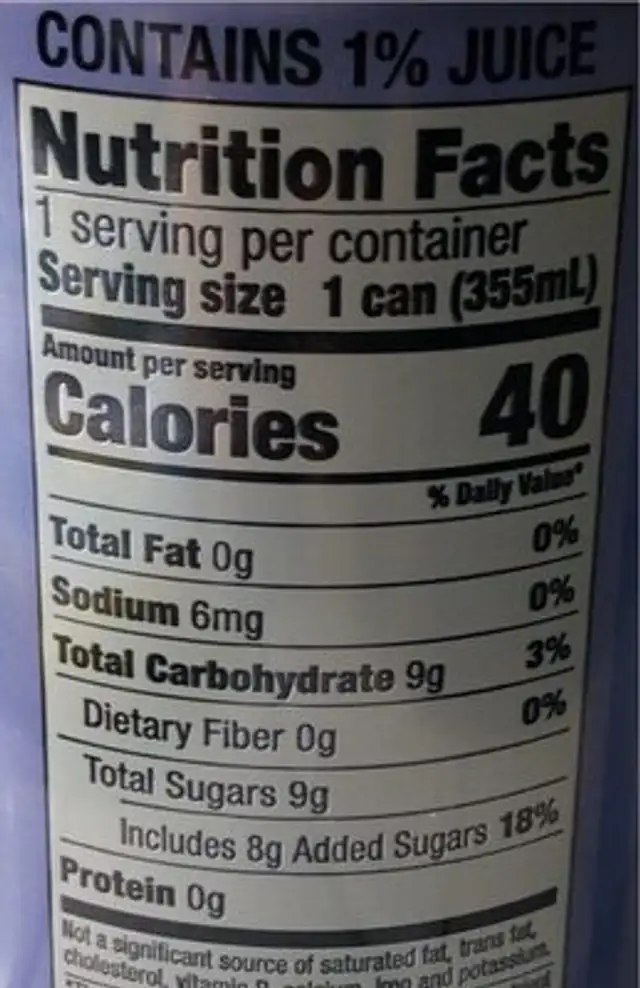 Sparkling Yerba Mate with Blackberry nutrition facts table