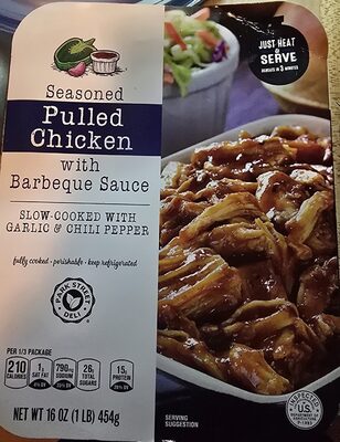 Seasoned pulled chicken with barbeque sauce