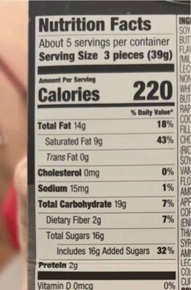 Chocolate truffle nutrition facts table
