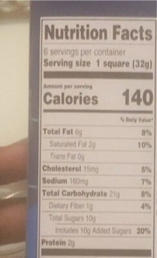 Indulgent Brownies Cookies and Cream nutrition facts table