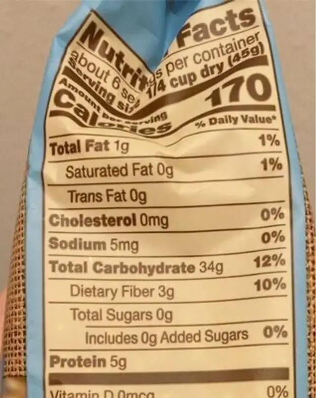 Quick cook farro nutrition facts table