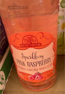 Sparkiling pink raspberry french soda front packaging