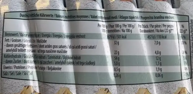 KNUSPI vollkorn nutrition facts table