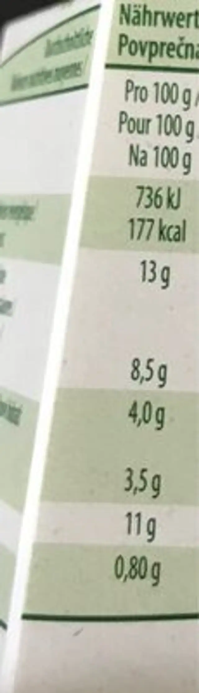 Fromage de chèvre frais nutrition facts table