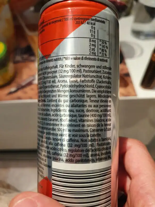 Flying power energy drink ingredients label