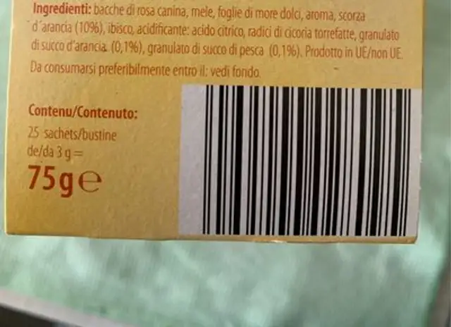 Pfirsich-orange nutrition facts table