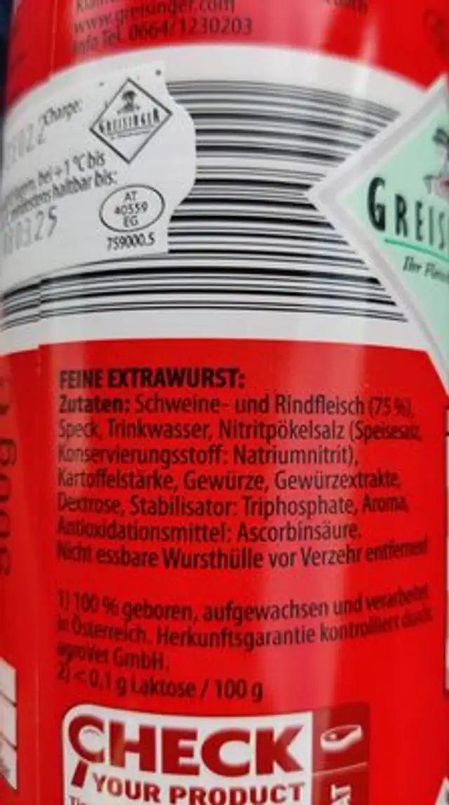 Extrawurst ingredients label