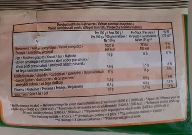 Médaillons de fromage et de chou-fleur nutrition facts table