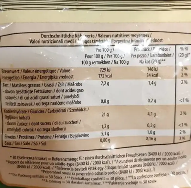 Champignon de Paris cuits nutrition facts table