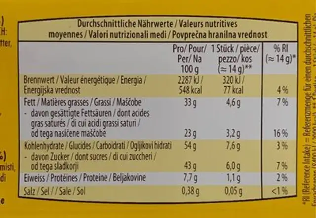 Sun rice nutrition facts table
