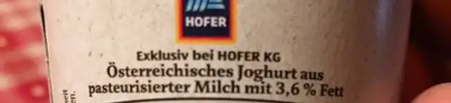 Bergbauern Joghurt ingredients label