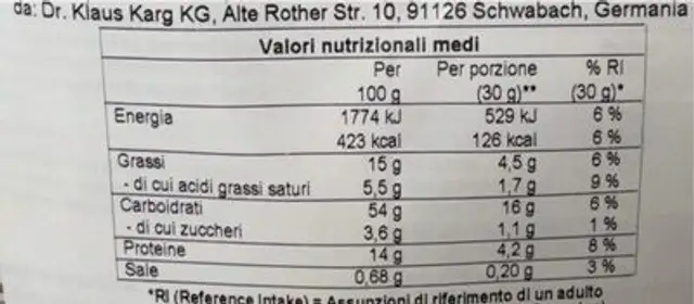Knusper-Knäcke nutrition facts table