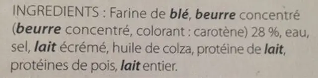 12 Mini-Paniers en pâte feuilletée ingredients label