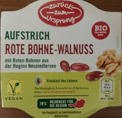 Aufstrich Rote Bohne-Walnuss front packaging