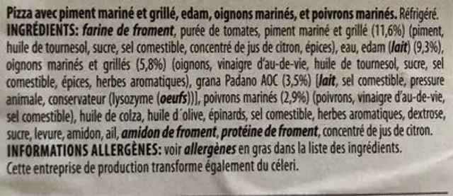STEINOFFENPIZZA ingredients label