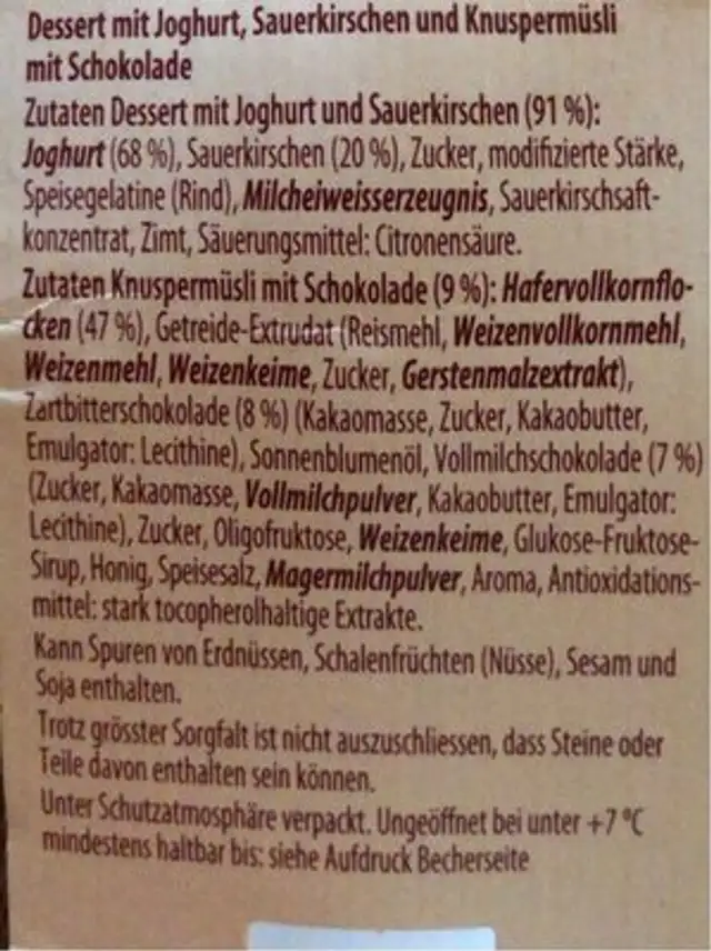 Frühstücks-becher bol petit-dejeuner nutrition facts table