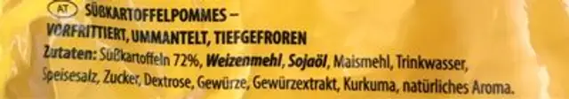 Süsskartoffel Pommes ingredients label