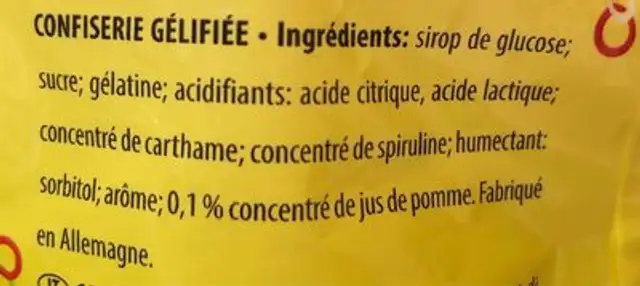 Apple Rings ingredients label