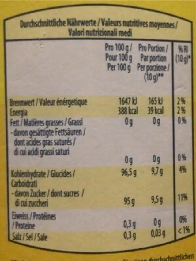 The nutrition facts table