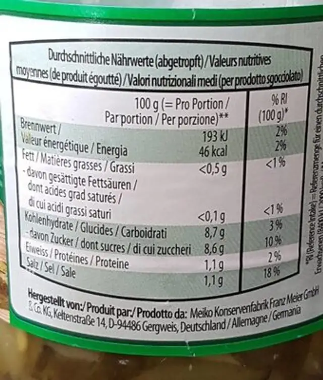 grukenstrefen nutrition facts table
