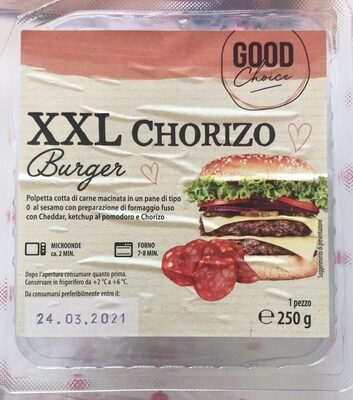 XXL Chorizo Burger front packaging