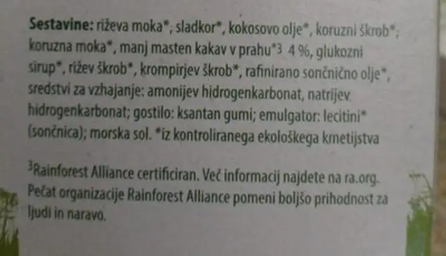 Bio Doppelkekse Kakao ingredients label