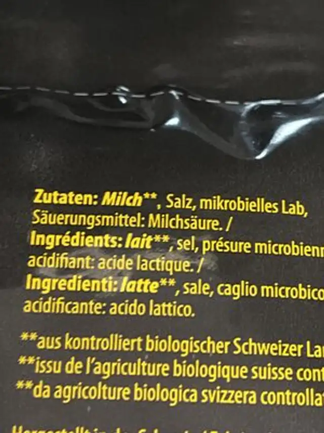Bio Mozzarelle Mini ingredients label