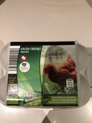 Oeufs bio suisses d'élevage en plein air