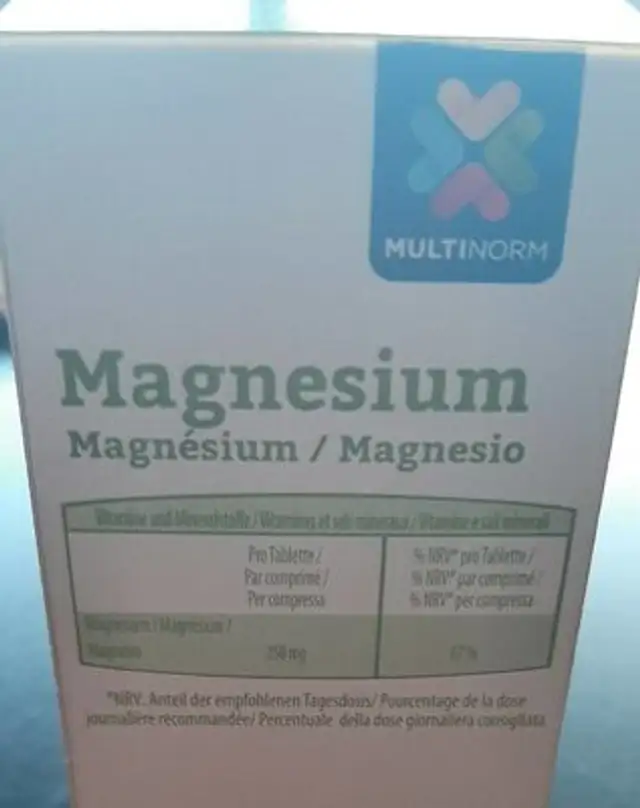 Magnesium multinorm nutrition facts table