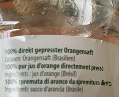 Jus d'orange ingredients label