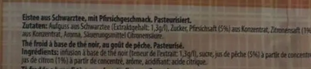 Ice tea pêche ingredients label