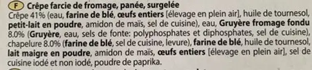 Plätzli ingredients label