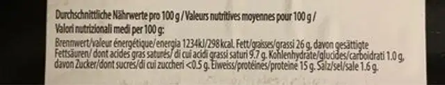 Cipollata de porc nutrition facts table