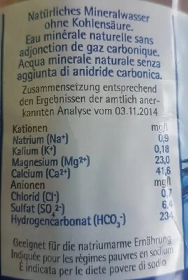 Acqua naturelle nutrition facts table
