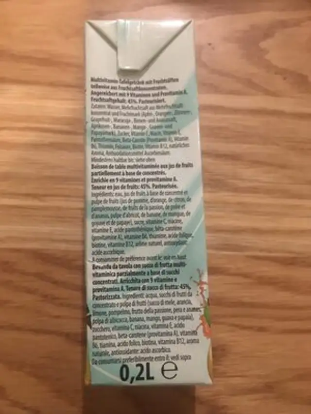 Happy fruits Multivitamin ingredients label