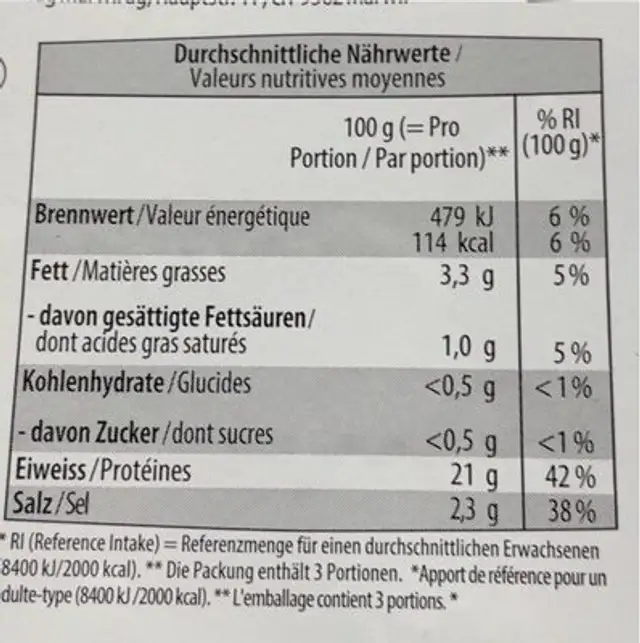 Brochettes de filet épicées nutrition facts table