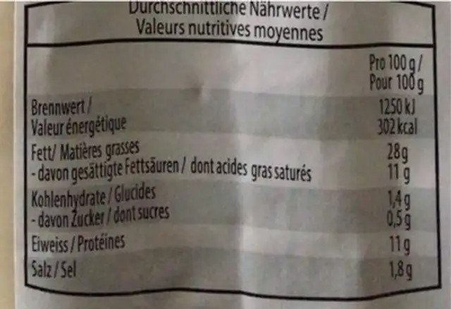 Saucisse à rôtir de veau, trufee nutrition facts table