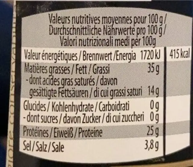 Salimini Italiani alla Cacciatora nutrition facts table