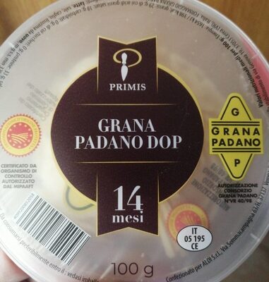 Primis grana padano dop front packaging