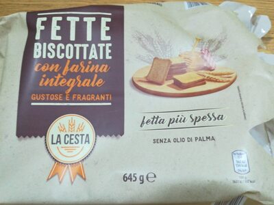 fette biscottate con farina integrale front packaging