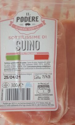 Sottilissime di suino front packaging
