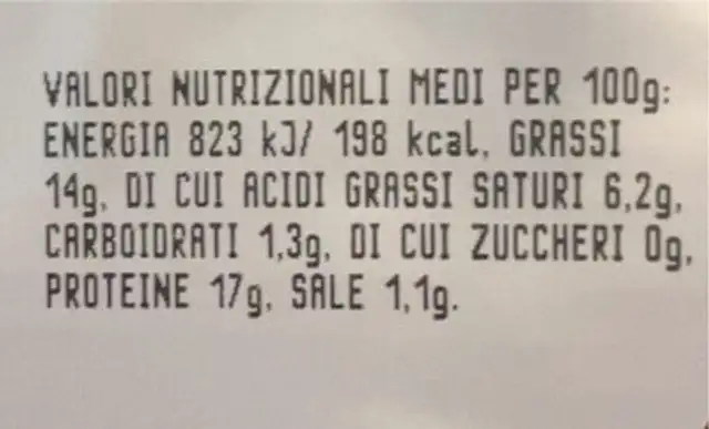 Buger scottona nutrition facts table
