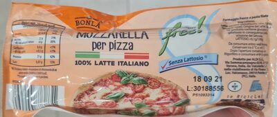 Mozzarella per pizza senza lattosio