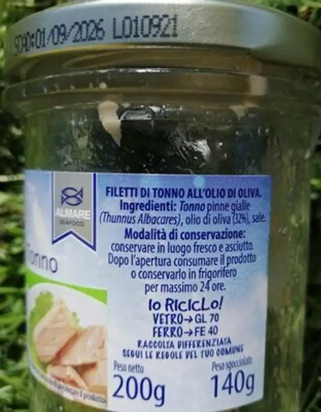 Filetti di tonno nutrition facts table