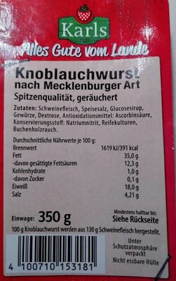 Knoblauchwurst nach Mecklenburger Art