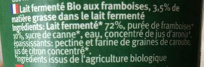 Himbeer Lassi (Bio) ingredients label