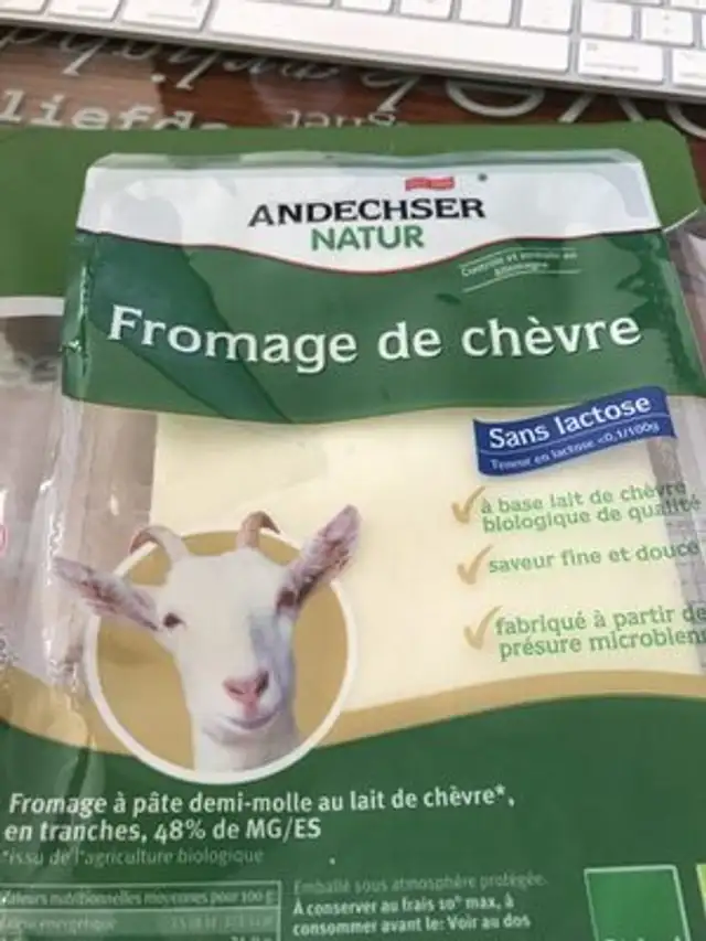FROMAGE DOUX CHEVRE TRANCHE SANS LACTOSE ingredients label