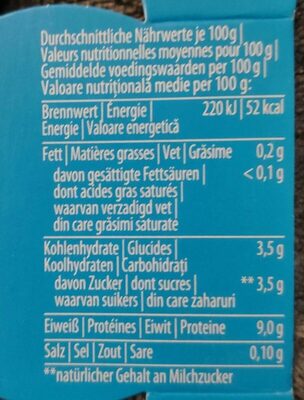 Bio-jogurt Griechischer Art Natur 0,2% nutrition facts table